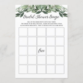 Invitación Graceit Greenery Bridal Shower Bingo Card