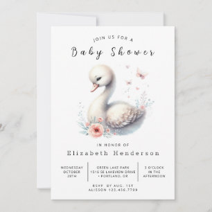 Invitación Gracetable Editable Swan Baby Shower
