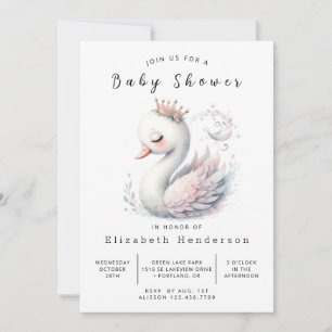 Invitación Gracetable Editable Swan Baby Shower