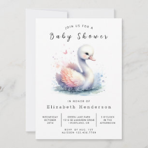 Invitación Gracetable Printable Swan Baby Shower