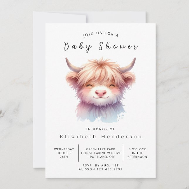 Invitación Graceus de diversión Whimsy Cow Baby Shower (Anverso)
