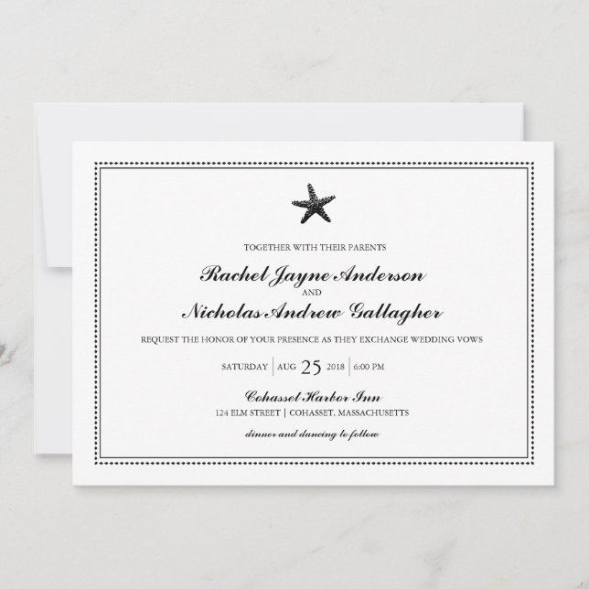 Invitación Graceus Starfish Classic Black | BODA (Anverso)