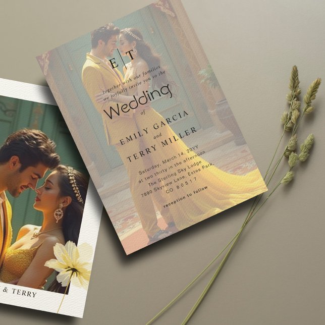 Invitación Gracia de la Hora Dorada Sobreposición Foto y Boda (Subido por el creador)