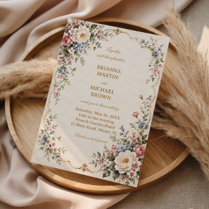 Invitación Gracia floral de jardín inglés vintage