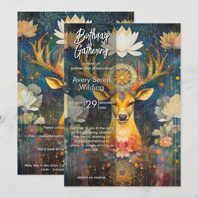 Invitación Gracia Sagrada | Diseño de Ciervo (Anverso / Reverso)