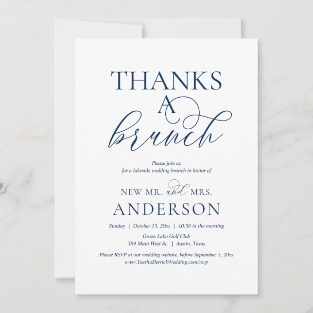 Invitación Gracias A Brunch, Fiesta De Elopement Post Boda (Anverso)