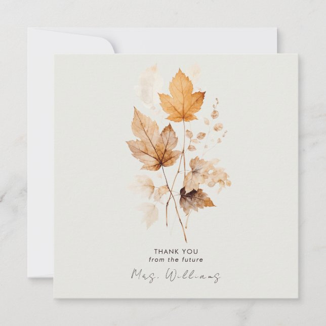 Invitación Gracias a Cream Whispers of Fall Bridal Shower (Anverso)