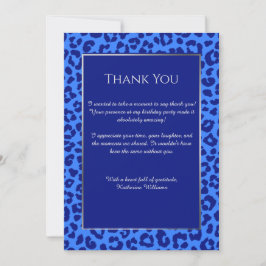 Invitación Gracias a la impresión de Card-Leopard-Azul-