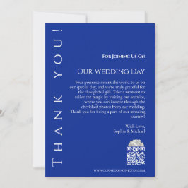Invitación Gracias a los Bodas blancos y azules modernos