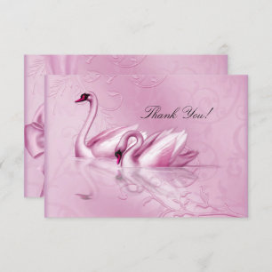 Invitación Gracias a los elegantes cisnes rosados de la boda