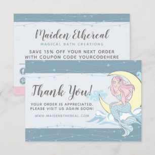 Invitación Gracias a Mermaid Moon y Stars Mystical Siren Card