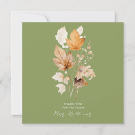 Invitación Gracias a Moss Green Whispers of Fall Bridal Showe