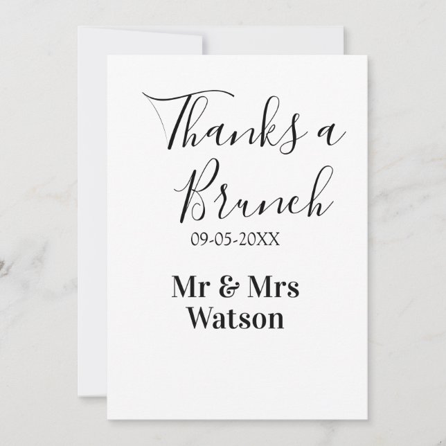 Invitación Gracias a un brunch post boda nombre fecha simple (Anverso)
