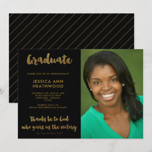 Invitación Gracias al partido cristiano de graduación fotográ