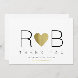 Invitación gracias amor y pareja de iniciales, claro y elegan