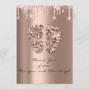 Invitación Gracias Ashley1 Rosa de pies Baby Shower Drips Chi