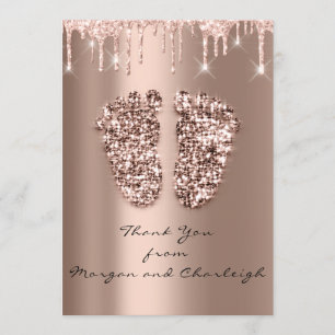 Invitación Gracias Ashley2 Rosa de pies Baby Shower Dris Chic