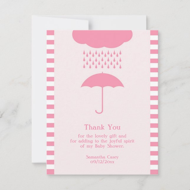 Invitación Gracias, Baby Girl Shower Flat Card (Anverso)