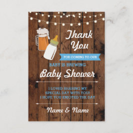 Invitación Gracias Baby Shower Beer Brewing Boy Blue