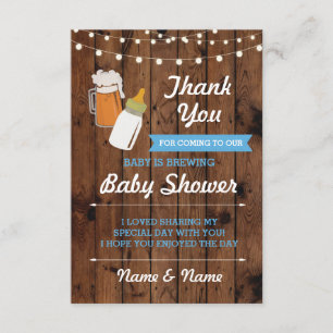 Invitación Gracias Baby Shower Beer Brewing Boy Blue