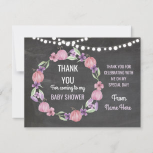 Invitación Gracias Baby Shower Chica Cards Pumpkin Pink