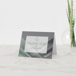 Invitación Gracias Bar Mitzvah Verde moderno y carbón veget