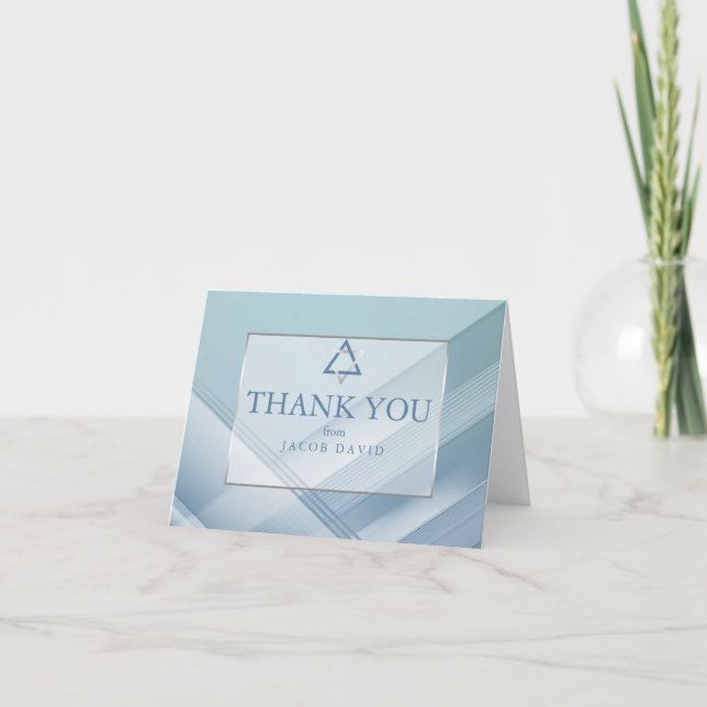 Invitación Gracias | Barra Mitzvah Classic Blue Lines (Anverso)