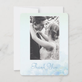 Invitación Gracias boda foto hidrangea azul verde