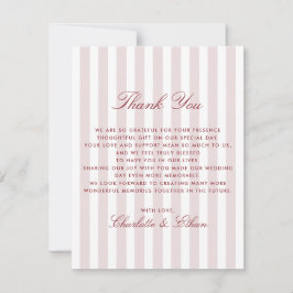 Invitación Gracias Boda moderno de franjas verticales rosadas