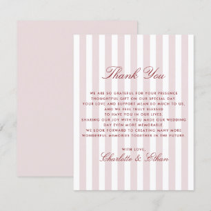 Invitación Gracias Boda moderno de franjas verticales rosadas