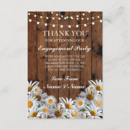 Invitación Gracias Boda Rustic Wood Daisy Lights Card