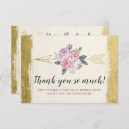 Invitación Gracias Bohemira Floral Arrows Rubor Gold Card