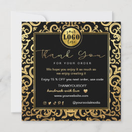 Invitación Gracias Business Insert Logo Gold Luxury Frame