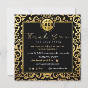 Invitación Gracias Business Insert Logo Gold Luxury Frame