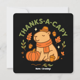 Invitación Gracias-Capy Cute Capybara Día de Acción de Gracia