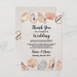 Invitación Gracias Cartas de Shells Ocean Beach Wedding