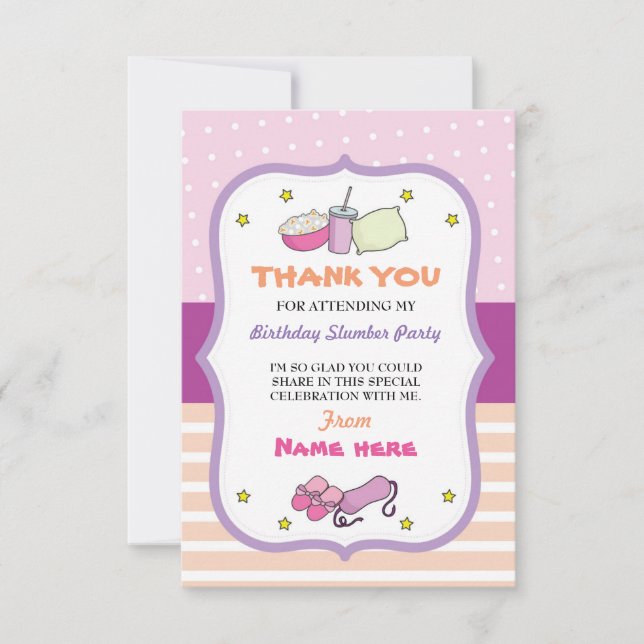 Invitación Gracias Cartas Fiesta De Alumnos Dormir (Anverso)