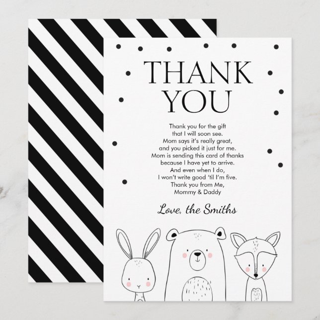 Invitación Gracias Cartas Safari Animales Baby Shower Cumplea (Anverso / Reverso)