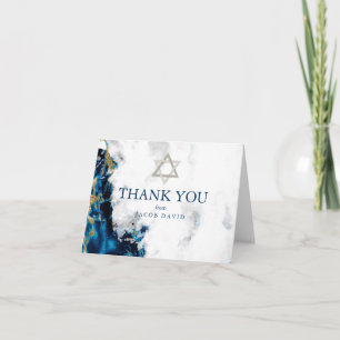 Invitación Gracias  Color de agua Sapphire Blue Bar Mitzvah