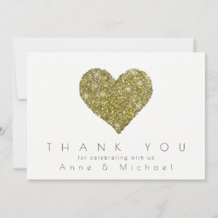 Invitación gracias, corazón de amor y dos iniciales, elegante