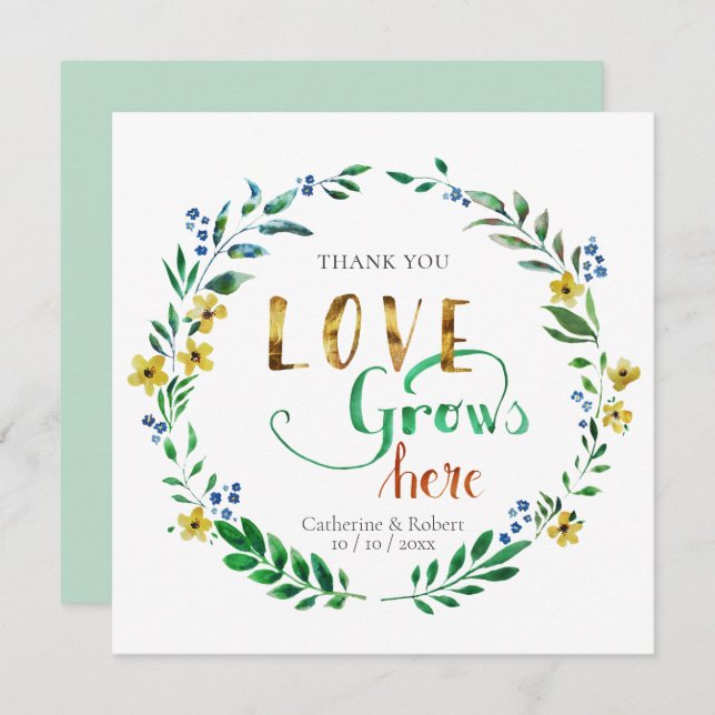 Invitación Gracias Corona Floral Acuarela (Anverso / Reverso)