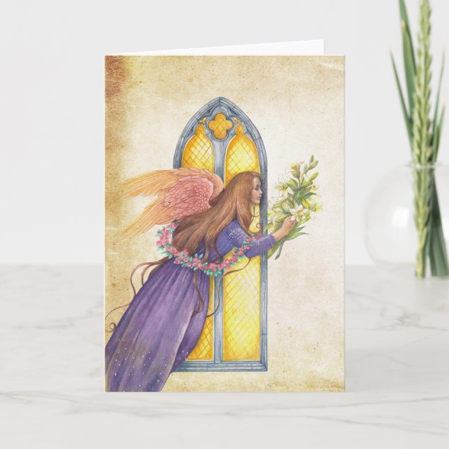 Invitación Gracias de corazón con Angel & Bouquet (Anverso)