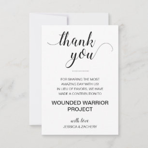 Invitación Gracias donar al Boda de caridad