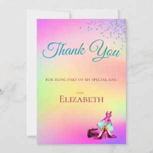 Invitación Gracias Elegante Brillante Colorido 
