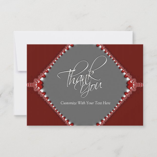 Invitación Gracias Elegante Nota Roja Y Gris (Anverso)