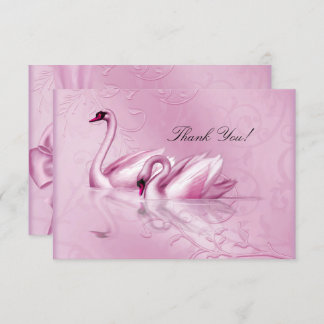 Invitación Gracias Elegantes Cisnes Rosados de Boda