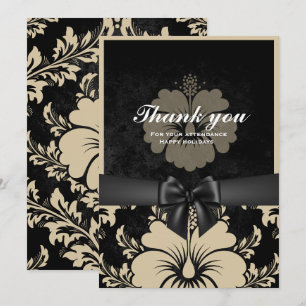 Invitación Gracias feliz fiesta negro arco, beige floral