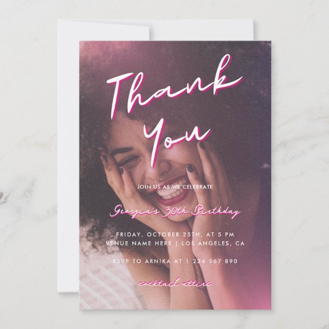 Invitación Gracias Fiesta de cumpleaños número 30 (Anverso)