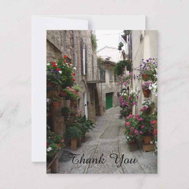 Invitación Gracias florece la calle lateral italiana Notecard (Anverso)