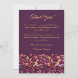 Invitación Gracias Flores Púrpura de Tarjeta-